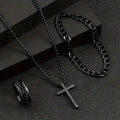 Black Stainless Steel Three-Piece Jewelry Set