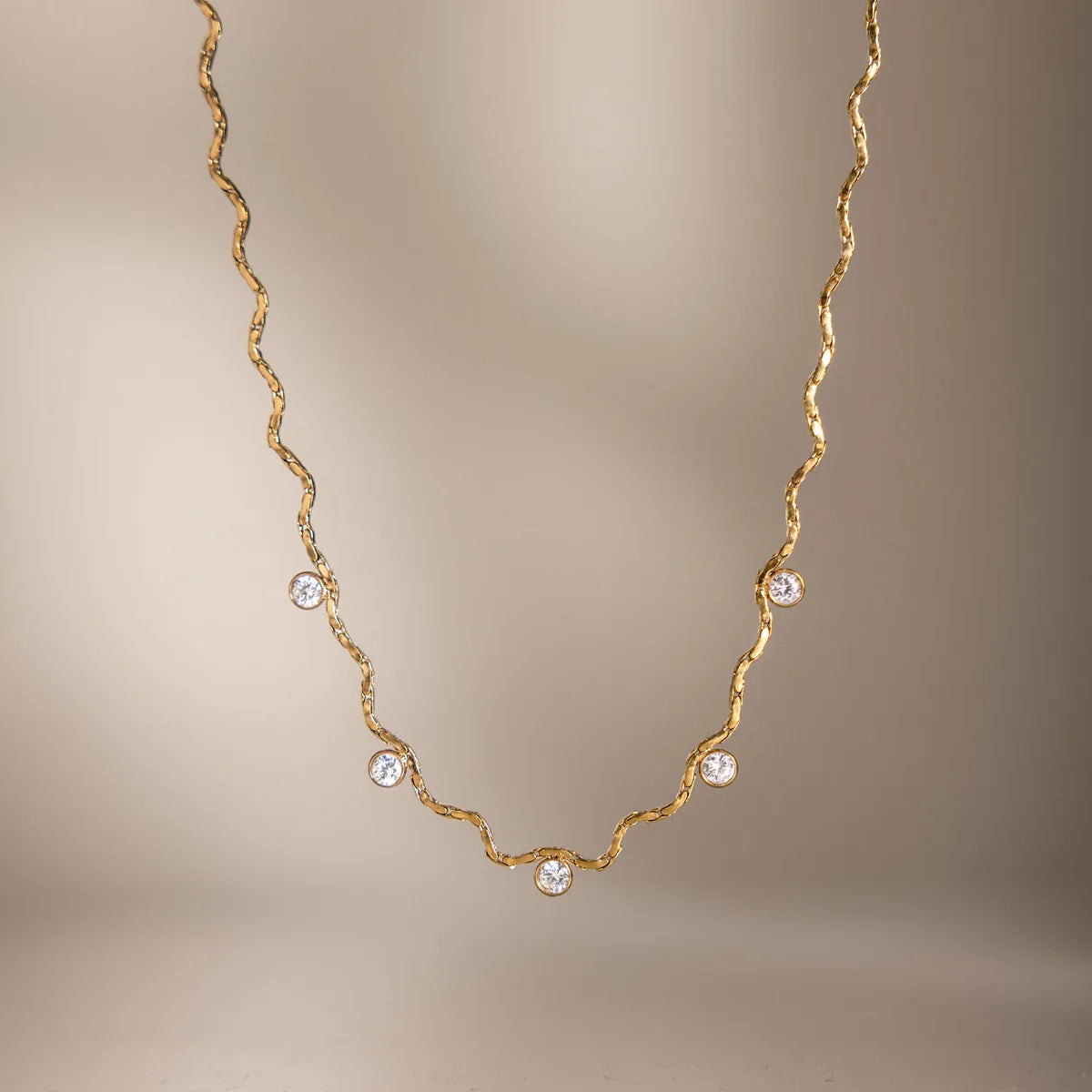 18K Gold Zircon Solitaire Necklace