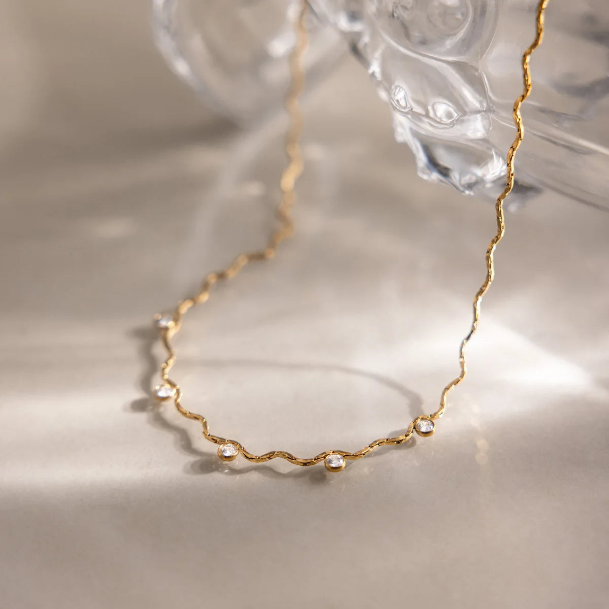18K Gold Zircon Solitaire Necklace